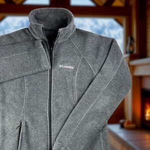 Columbia Fleece Jacket Women M Hiking Snow Ski Full Zip Up Gray Lightweight